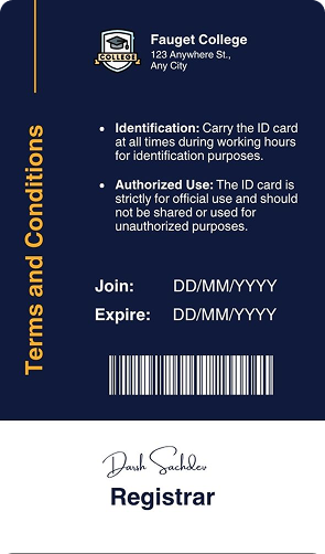 Student ID Card - Design 4 - Back