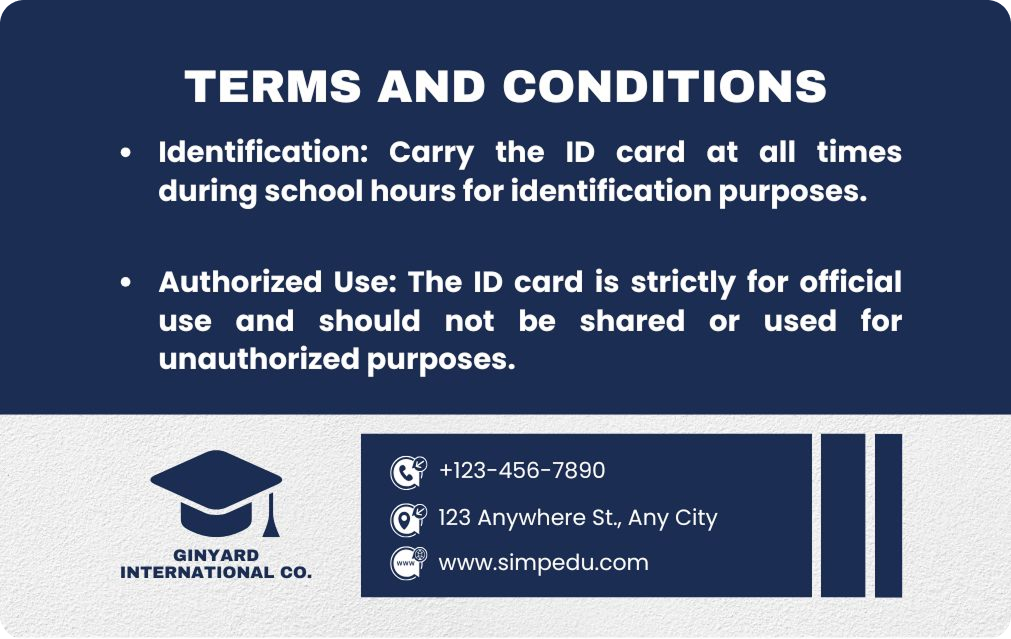 Student ID Card - Design 6 - Back